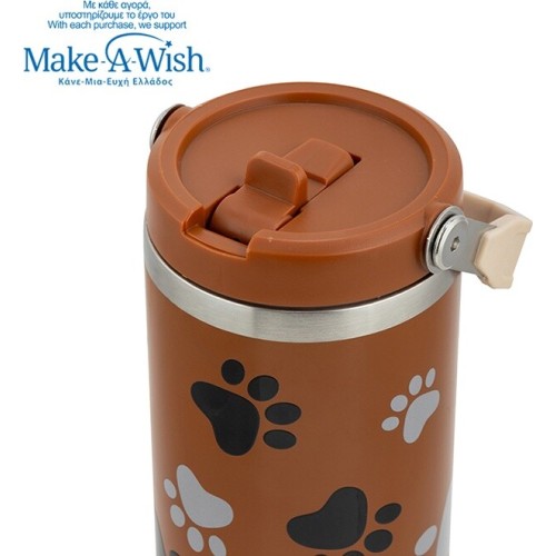nava Thermo Tumbler Stainless Steel With Straw "We Care", Paw Prints 900ml 10-016-224 5205746016208