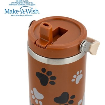 nava Thermo Tumbler Stainless Steel With Straw "We Care", Paw Prints 900ml 10-016-224 5205746016208