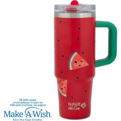 nava Thermo Tumbler Stainless Steel With Straw "We Care", Watermelon 900ml 10-016-304 5205746016383