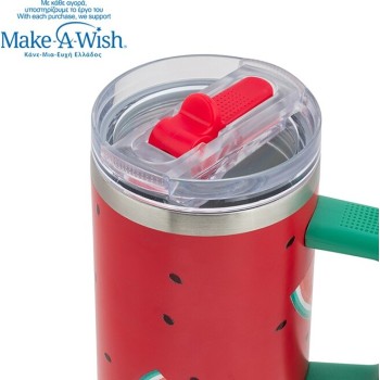 nava Θερμός Tumbler Ανοξείδωτο με Καλαμάκι "We Care", Watermelon 900ml 10-016-304 5205746016383