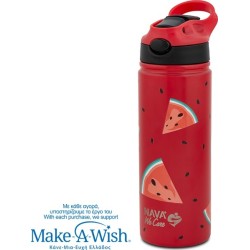 nava Θερμός Μπουκάλι Ανοξείδωτο με Καλαμάκι "We Care", Watermelon 500ml  10-016-302 5205746016055
