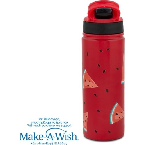 nava Θερμός Μπουκάλι Ανοξείδωτο με Καλαμάκι "We Care", Watermelon 500ml  10-016-302 5205746016055