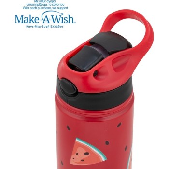 nava Hot Stainless Steel Bottle With Straw "We Care", Watermelon 500ml  10-016-302 5205746016055