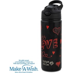 nava Hot Stainless Steel Bottle With Straw "We Care", Love 500ml 10-016-243 5205746015904