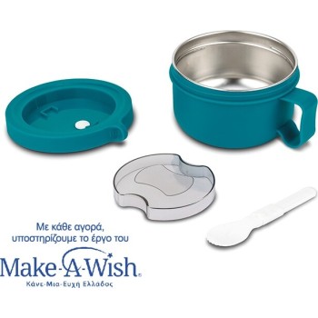 nava Stainless Steel Round "We Care" Food Container, Petrol 850ml 10-262-030 5205746012743