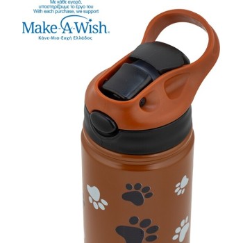 nava Hot Stainless Steel Bottle With Straw "We Care", Paw Prints 500ml 10-016-223 5205746015874