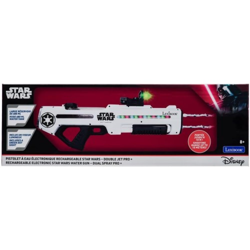 lexibook, star wars, rechargeable electronic water blaster,  and sound effects, 680 ml tank, range up to 10 m, 3 modes, green do
