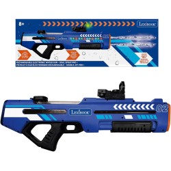 lexibook, rechargeable electronic water gun,  and sound effects, 680 ml tank, range up to 10 m, 3 modes, green dot sight, blue/b
