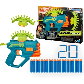 Hasbro Nerf Rebel Ops Ammohawk, Blaster With 20 Nerf Elite Foam Darts and 2 Dart Shields, Gifts, Toys for Kids, Ages 8 and Above