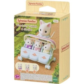 Epoch Sylvanian Families Floral Cat Τρίδυμα & Καρότσι 5880 5054131058800