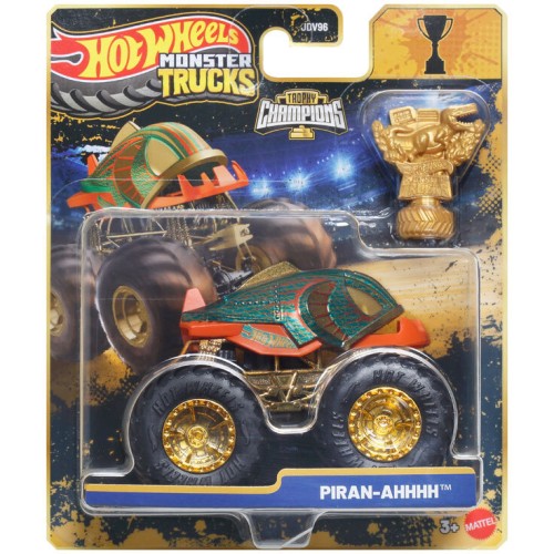 Mattel Hot Wheels Monster Trucks Trophy Champions Premium Die-Cast 1:64 Scale & Trophy (Styles May Vary) JDV96 194735289424