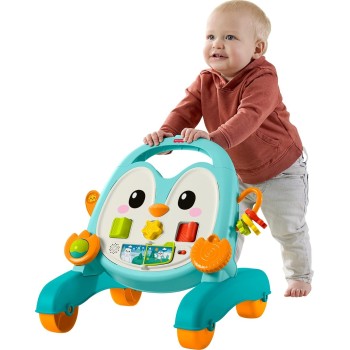 Mattel Fisher-price 2-in-1 Musical Penguin Activity Walker, Baby to Toddler Push Along Toy JHF74 194735330393