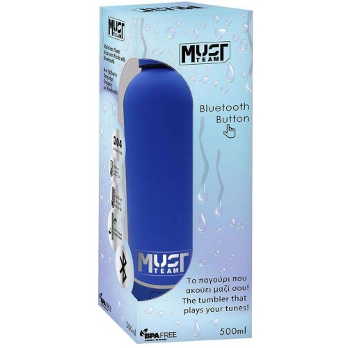 Diakakis imports Pagouri Thermos Stainless Steel With Bluetooth Speaker Must Team Blue 500ml (000587503) 000587503 5205698822339