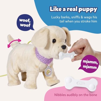 MGA Entertainment Baby Born My Dog Lucky With Pet Carrier | 5 Functions, Carry Case, Batterie 835869 4001167835869