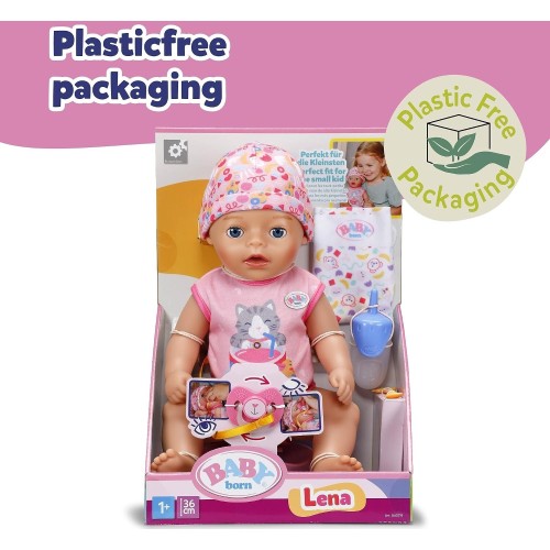 MGA Entertainment Baby Born Lena Pink 36 cm With 7 Functions | Pink Romper, Accessories Inclu 840719 4001167840719