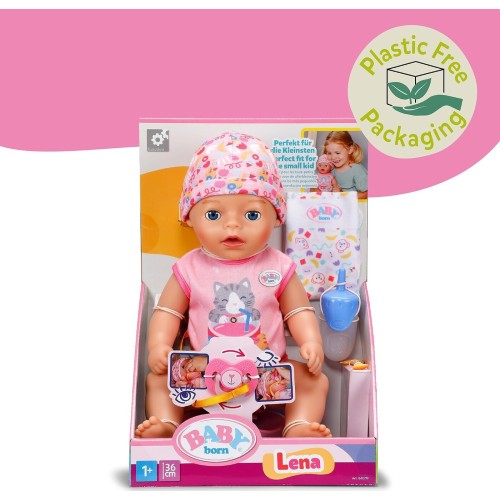 MGA Entertainment Baby Born Lena Pink 36 cm With 7 Functions | Pink Romper, Accessories Inclu 840719 4001167840719