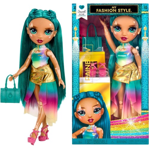 MGA Entertainment Rainbow High My Fashion Style Doll - Jewel - 28 cm fashion doll in emerald green with outfit, handbag and shoe