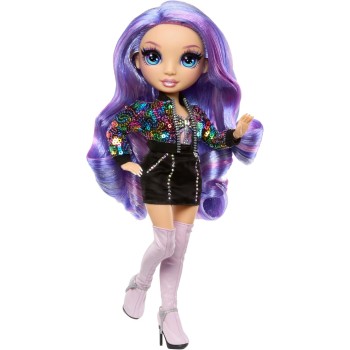 MGA Entertainment Rainbow High Style Icons Violet - 28 cm fashion doll with long, combable hair, second outfit, matching bag and