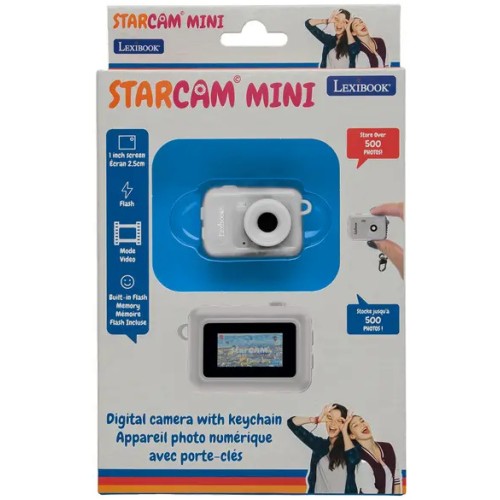Lexibook starcam mini digital camera keychain white with flash and internal memory djkc76wh mini digital white camera  on keycha