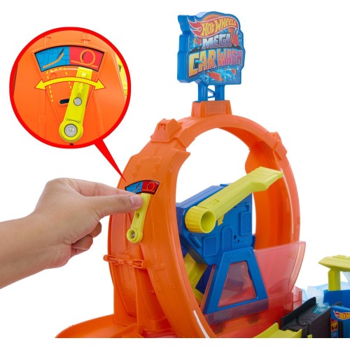 Mattel hot wheels mega πλυντηριο χρωμοκεραυνων με λουπ JHL97 194735334971
