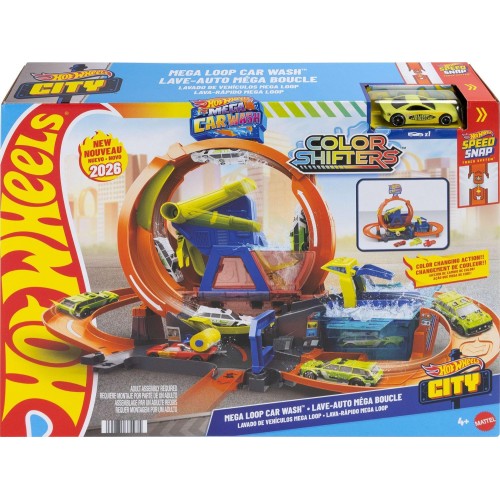 Mattel hot wheels mega πλυντηριο χρωμοκεραυνων με λουπ JHL97 194735334971
