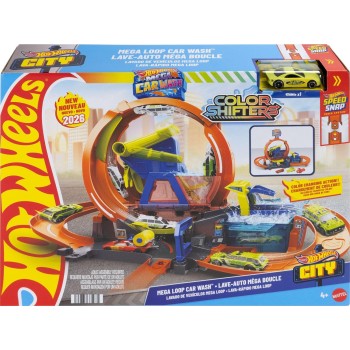 Mattel hot wheels mega πλυντηριο χρωμοκεραυνων με λουπ JHL97 194735334971