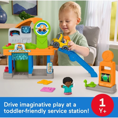 Mattel Fisher-price Little People Fillin’ Fun Service Station Toddler Playset, 1 Toy Car & 2 Figures JJY97 194735345298