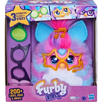 Hasbro Διαδραστικό ηλεκτρονικό βελούδινο παιχνίδι Furby Vibes Blue Razz για κορίτσια και αγόρια 6 G2383 5010996430670
