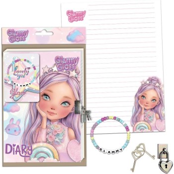 Diakakis imports Diary Book 60 Sheets With Bracelet & Lock 19.8x19.8cm Glammy Gloss 000630029 5205698840487