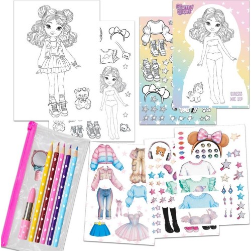 Diakakis imports Coloring Set 40 Sheets With Stickers & Pencils 29,5x21cm Glammy Gloss 000630027 5205698840463