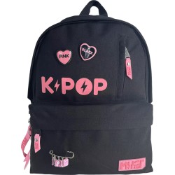 Diakakis imports Teenage Must Team K-pop Backpack Black – Pink 2 Main Pouches 000587779 5205698837876