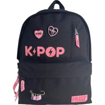 Diakakis imports Τσάντα Πλάτης εφηβική Must Team K-pop Μαύρη – Ροζ 2 Κεντρικές Θήκες 000587779 5205698837876