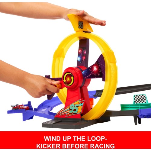 Mattel Disney and Pixar Cars Race to Celebrate Lightning Mcqueen Celebration Raceway Playset & Toy Car JMT57 194735385171