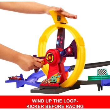 Mattel Disney and Pixar Cars Race to Celebrate Lightning Mcqueen Celebration Raceway Playset & Toy Car JMT57 194735385171