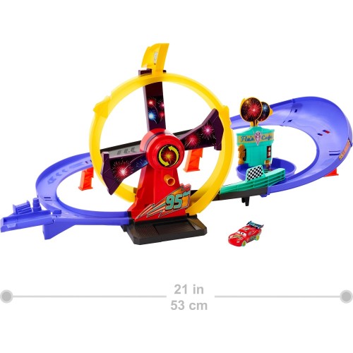 Mattel Disney and Pixar Cars Race to Celebrate Lightning Mcqueen Celebration Raceway Playset & Toy Car JMT57 194735385171
