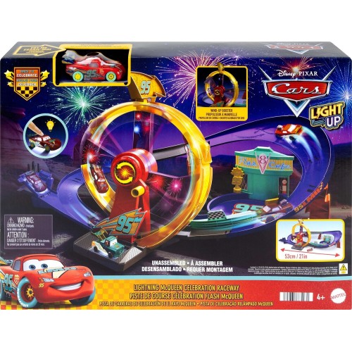 Mattel Disney and Pixar Cars Race to Celebrate Lightning Mcqueen Celebration Raceway Playset & Toy Car JMT57 194735385171