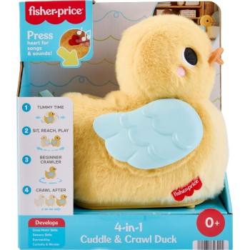 Mattel Fisher-price 4-in-1 Cuddle & Crawl Duck, Baby Musical Tummy Time & Crawling Plush Toy JMX99 194735389094