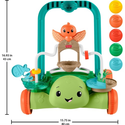 Mattel Fisher-price Moves With You Turtle Walker, Baby & Toddler Activity Push Toy, 5 Balls JKD63 194735347339