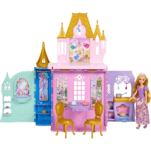Mattel Disney Princess Rapunzel Doll and Close & Carry Castle Playset With 5 Play Areas & 20 Accessories JLK27 194735365852