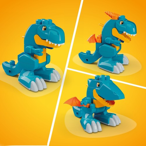 Mattel Mega Bloks Fisher-price Build & Chomp Dinosaur T-rex Block Toy With Rolling Wheels (25 Pieces) for Kids JMK85 19473537938