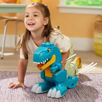 Mattel Mega Bloks Fisher-price Build & Chomp Dinosaur T-rex Block Toy With Rolling Wheels (25 Pieces) for Kids JMK85 19473537938