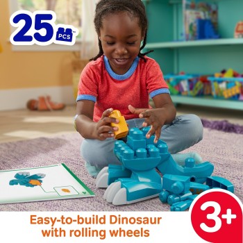 Mattel Mega Bloks Fisher-price Build & Chomp Dinosaur T-rex Block Toy With Rolling Wheels (25 Pieces) for Kids JMK85 19473537938