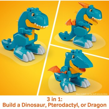 Mattel Mega Bloks Fisher-price Build & Chomp Dinosaur T-rex Block Toy With Rolling Wheels (25 Pieces) for Kids JMK85 19473537938