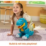 Mattel Mega Bloks Fisher-price Build & Chomp Dinosaur T-rex Block Toy With Rolling Wheels (25 Pieces) for Kids JMK85 19473537938