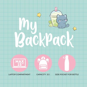 Legami My Backpack - Kitty kitty bubble tea BPK0024 8052694124892
