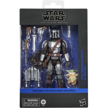 Hasbro Star Wars The Black Series The Mandalorian and Grogu, The Mandalorian and Grogu Deluxe Collectible 6 Inch Action Figure G