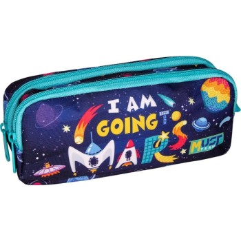 Diakakis imports School Barrel Pencil Case Must Team Planet Mars 2 Zippers 000587664 5205698829758