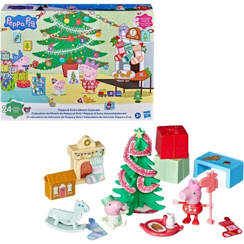 Hasbro Peppa Pig Peppa and Evies Advent Calendar, Numbered Countdown Calendar for Christmas With 24 Surprises, Includes 2 Figure