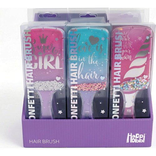 As company Happi Hobbi Happihobbi Βούρτσα Μαλλιών Confetti Sparkle Love Σε Ροζ Για 6+ Ετών 1081-60025 5203068600259