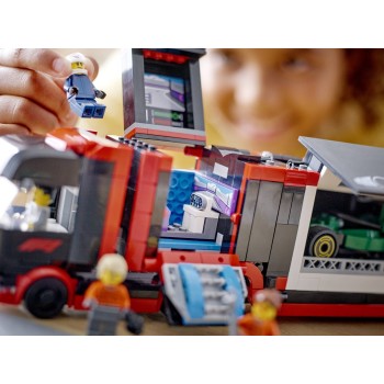 LEGO City f1 truck with rb20 and amr24 cars 60445 5702017812519